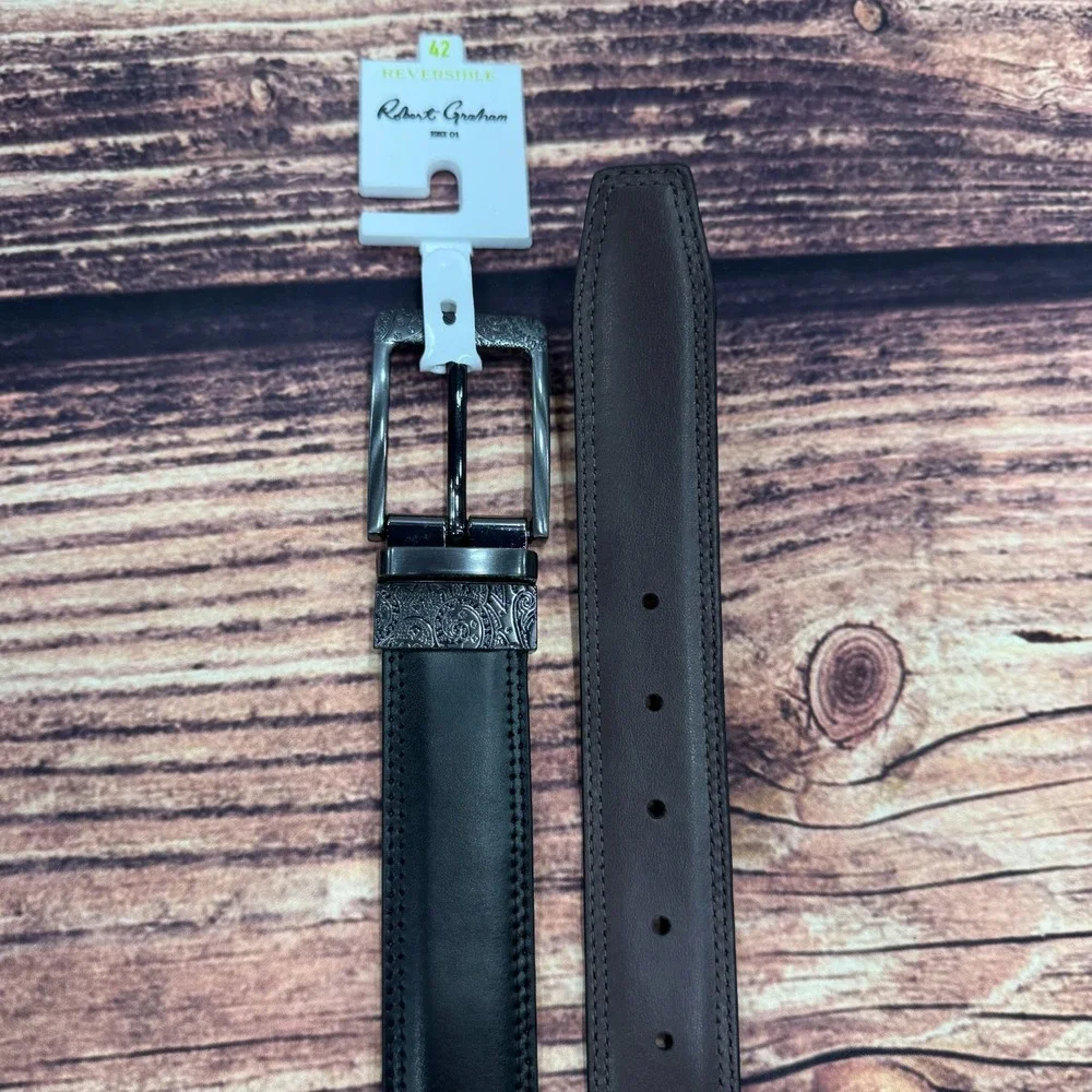 NWT Robert Graham Barolo Reversible Belt Size 42‎ Black Brown RG304893 Mens $98